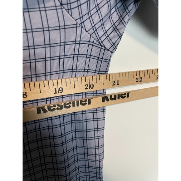 Adidas Golf Polo Shirt Mens Small Blue Plaid Performance Stretch Casual Logo NEW - Picture 10 of 11